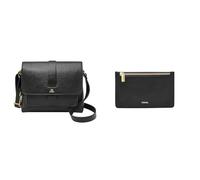FOSSIL Women's Kinley Black Leather Bag and Logan Wallet, Set