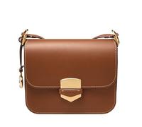 Fossil Women's Lennox Leather Large or Small Flap Crossbody Purse Handbag, Brown Large, Large