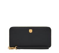 Fossil Women's Lennox Leather Zip Around Clutch Wallet, Black (Model: SL10037001), Black