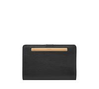 Fossil Women's Liza Leather Multifunction Bifold Wallet, Black W/Gold, One Size