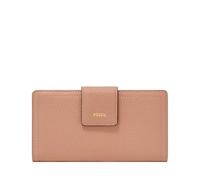 Fossil Women's Logan Leather RFID Blocking Tab Clutch Wallet, Tranquil Pink