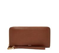 Fossil Women's Logan Leather RFID-Blocking Zip Around Clutch Wallet with Wristlet Strap for Women, Brown, One Size