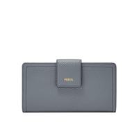 Fossil Women's Logan Leather Wallet RFID Blocking Tab Clutch, Nostalgia Blue, One Size