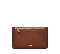 Fossil Women's Logan Leather Zip Card Case Wallet with Keychain for Women, Brown, One Size