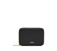 Fossil Women's Logan LiteHide™ Leather RFID Blocking Zip Around Card Case Wallet, Black (Model: SL10045001), Black