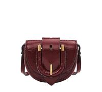 Fossil Women's Micro Flap Crossbody Harwell Crinkle Look Patent Leather, ZB1952631, Red, One Size