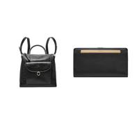 FOSSIL Women's Parker Black Leather Bag and Liza Wallet, Set