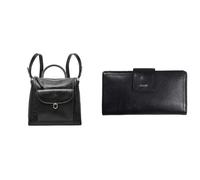FOSSIL Women's Parker Black Leather Bag and Logan PU Wallet, Set