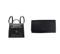 FOSSIL Women's Parker Black Leather Bag and Logan Wallet, Set