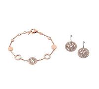 Fossil Women's Pearl Disk Station Bracelet Women's Disc Drop Earrings JF01737791
