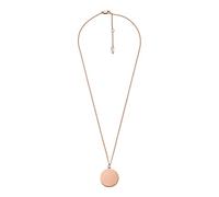 Fossil Women's Plated Stainless Steel Engravable Personalized Gift Pendant Chain Necklace for Women, Length: 460mm+55mm, Width: 21.5mm, Height: 21.5mm, Rose Gold, Cubic Zirconia