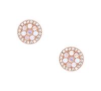 Fossil Women's Rose Gold Tone Crystal Disc Stud Earrings