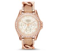 Fossil Women's Rose Gold Tone Leather Strap Watch
