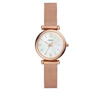 Fossil Ladies Carlie Rose Gold Plated Mother Of Pearl Dial Mesh Strap Watch ES4433