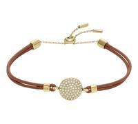 Fossil Women's Sadie Glitz Disc Medium Brown Leather Components Bracelet, JF04545710
