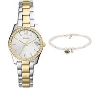FOSSIL Women's Scarlette Mini Two-Tone Stainless Steel Watch and Pink Semi-Precious Bracelet, Set