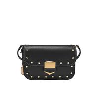 Fossil Women's Small Flap Crossbody Lennox Soft Cowhide Leather, ZB1977001, Black and Gold, 17.8 cm L x 4.4 cm W x 12.7 cm H