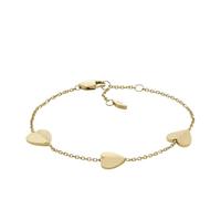 Fossil Women's Harlow Linear Texture Heart Gold-Tone Stainless Steel Station Bracelet, JF04653710