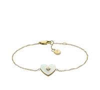 Fossil Women's Radiant Love Gold-Tone Mother-of-Pearl Stainless Steel Heart Station Bracelet, JF04733710