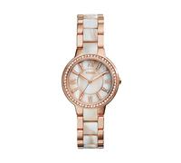 Fossil Women's Virginia Quartz Stainless Steel and Acetate Three-Hand Watch Color: Rose Gold/White Horn (Model: ES3716)