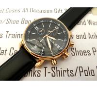 Fossil Wrist Watch Mens Rhett Chronograph Gold Black Leather Strap Boxed rrp£139