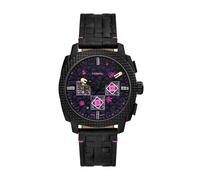 Fossil x Minecraft Limited-Edition The End Chronograph Purple Dial Black Leather Strap Watch