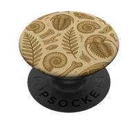 Fossils Ferns and Trilobites Sepia Pattern for Rockhounds PopSockets Adhesive PopGrip