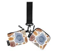Fossils Pattern Archeologic Dual Wristlet Wallets for Women Mini Fashion Business Card Holder with Zipper Pocket for Men Women 2 Packs, Fossils Pattern Archeologic, One Size
