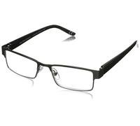 Foster Grant Men's Chip Reading Glasses Square, Gunmetal/Transparent
