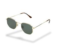 Foster Grant Men's Sunglasses - Geometric Round Gold Metal Frames with Dark Green Lenses, UVA-UVB Protection & Scratch-Resistant Coating for Vintage-Inspired Style