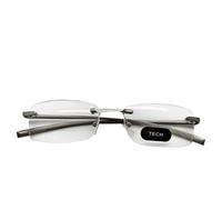 Foster Grant Reading Glasses Le Carre Aluminium Silver Rimless Frame +3.50