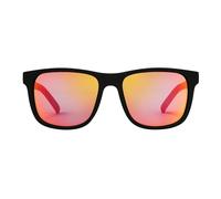 Foster Grant Wrangler Men's Sunglasses - Square Black Frame with Recycled Material & Rubber Grips - Polarised Red Lenses with UVA-UVB Protection - Scratch & Impact Resistant for Outdoor Use