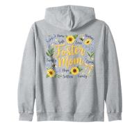 Foster Mom Nurturing Family Hope Sunflowers Zip Hoodie