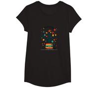 Fostering 5th Grade Growth: Educational Tree of Knowledge T-Shirt, Girls, Black, XS