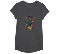 Fostering 5th Grade Growth: Educational Tree of Knowledge T-Shirt, Girls, Dark Heather Grey, Medium