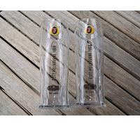 FOSTERS PINT GLASS NEW SHAPE X 2 NICE CHRISTMAS PRESENT
