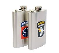 Fostex 82nd Airborne / 101st Airborne Stainless Steel Polished Hip Flask 5oz