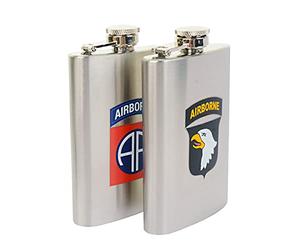 Fostex 82nd Airborne / 101st Airborne Stainless Steel Polished Hip Flask 5oz