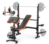 Fostoy Heavy-Duty Weight Bench, 770lbs Stable Bench Press for Home Gym, Adjustable Flat & Incline Workout Bench for Full Body Training with Squat Rack (Orange&Black)