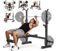 Fostoy Heavy-Duty Weight Bench, 770lbs Stable Bench Press for Home Gym, Adjustable Flat & Incline Workout Bench for Full Body Training with Squat Rack (Orang)