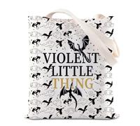 FOTAP 4th Wing Merch Xaden Riorson Inspired Shopping Bag Violent Little Thing Tote Bag Bookish Gift Fantasy Dragon Handbag, White, 14.56" x 12.59", Little Thing