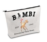 FOTAP Bambi Deer Cosmetic Bag Bambi Est 1942 Zipper Pouch Animal Magic Kingdom Inspired Gift Deer Movie Fans Gift, white, Bambi
