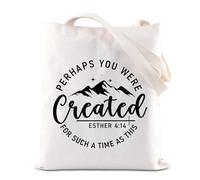 FOTAP Bible Verse Gift Religious Bible Quote Tote Bag Perhaps You were Created for Such a Time as This Handbag Baptism Gift (Created UK)
