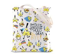 FOTAP Bill Cipher Tote Bag Gravity Cartoon Inspired Gift Mystery Shack Gift Cartoon Lovers Shoulder Bag (Bill YELLOW UK2)