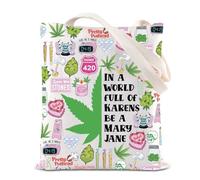 FOTAP Cannabis Weed Gift Marijuana Leaf Tote Bag 420 Gift In a world full of Karen’s be a Mary Jane Handle Bag (Mary Jane UK2)