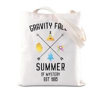 FOTAP Cartoon Inspired Merchandise Tote Bag Mabel & Dipper Twins Gift Bill Cipher Fans Shopping Bag Summer of Mystery Gift (Summer Mystery UK2)