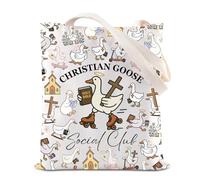 FOTAP Christian Silly Goose Theme Tote Bag Jesus Goose Religious Gift Animal Duck Lover Grocery Bag (ChristianSilly UK2)