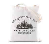 FOTAP City of Forks Twilight Merch Edward's Girl Vampire Lover Tote Bag - Forks Washington Gift (DA RAIN UK)