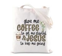 FOTAP Coffee and Jesus Gift Give Me Coffee To Get Me Started And Jesus To Keep Me Going Tote Bag Christian Gift Coffee Lover Handle Bag (Coffee Jesus UK2)