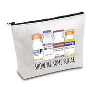 FOTAP Diabetes Warrior Merch Diabetes Awareness Makeup Bag Insulin Support Cosmetic Bag Fight Diabetes Medicine Bag, SomeSugar-B
